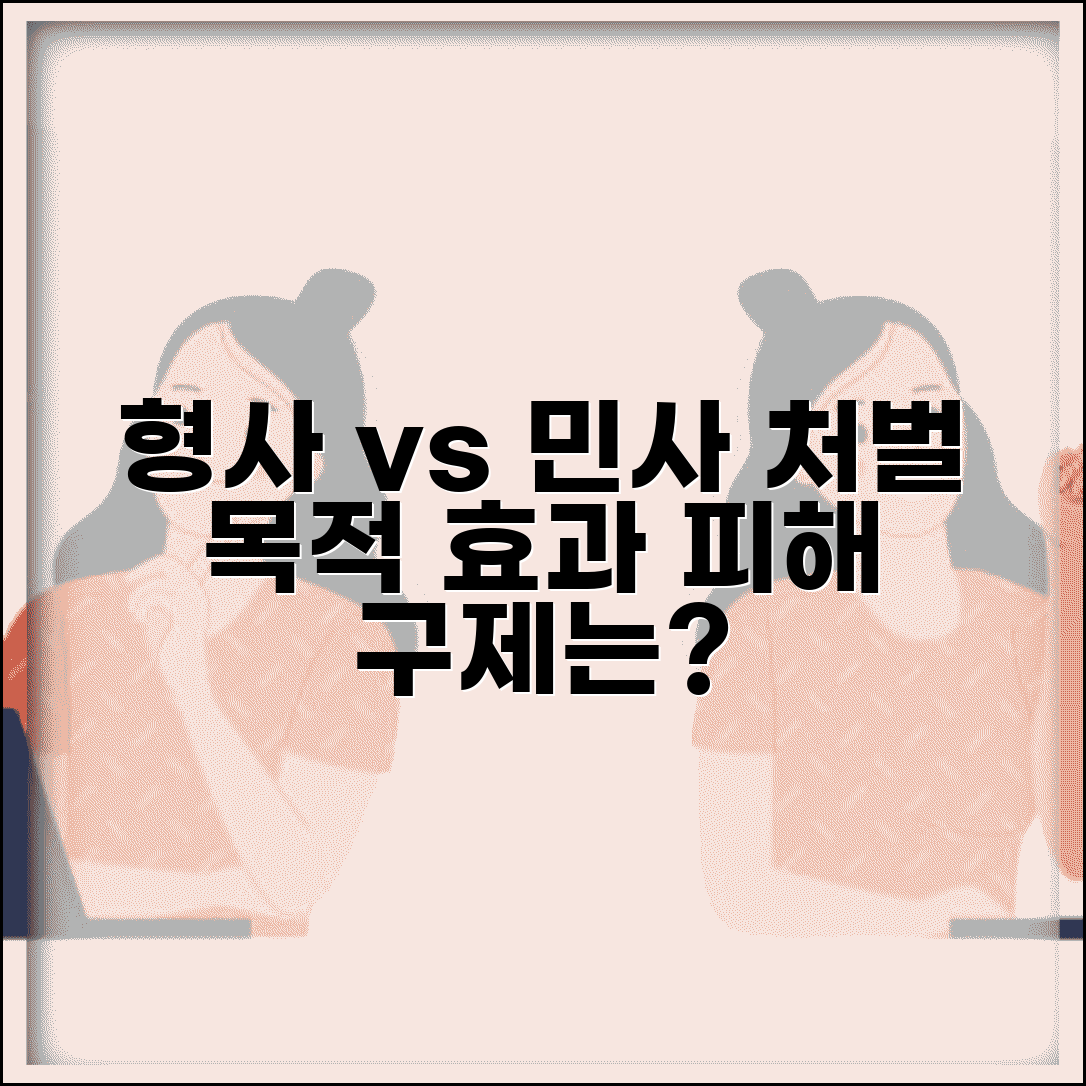 형사처벌 vs 민사처벌 차이 | 형사 민사 법적 성격 | 처벌 목적 및 효과 | 피해 구제 방법 비교