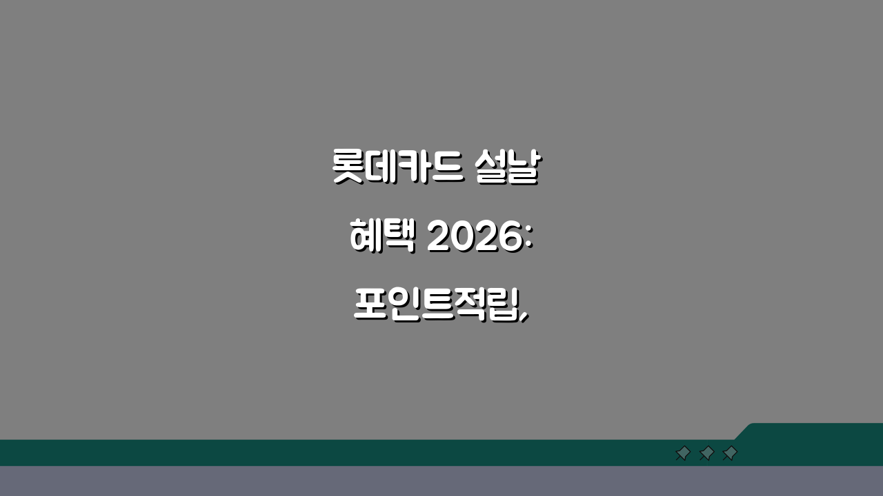 롯데카드 설날 혜택 2026: 포인트적립, 무이자, 캐시백 꿀팁 총정리